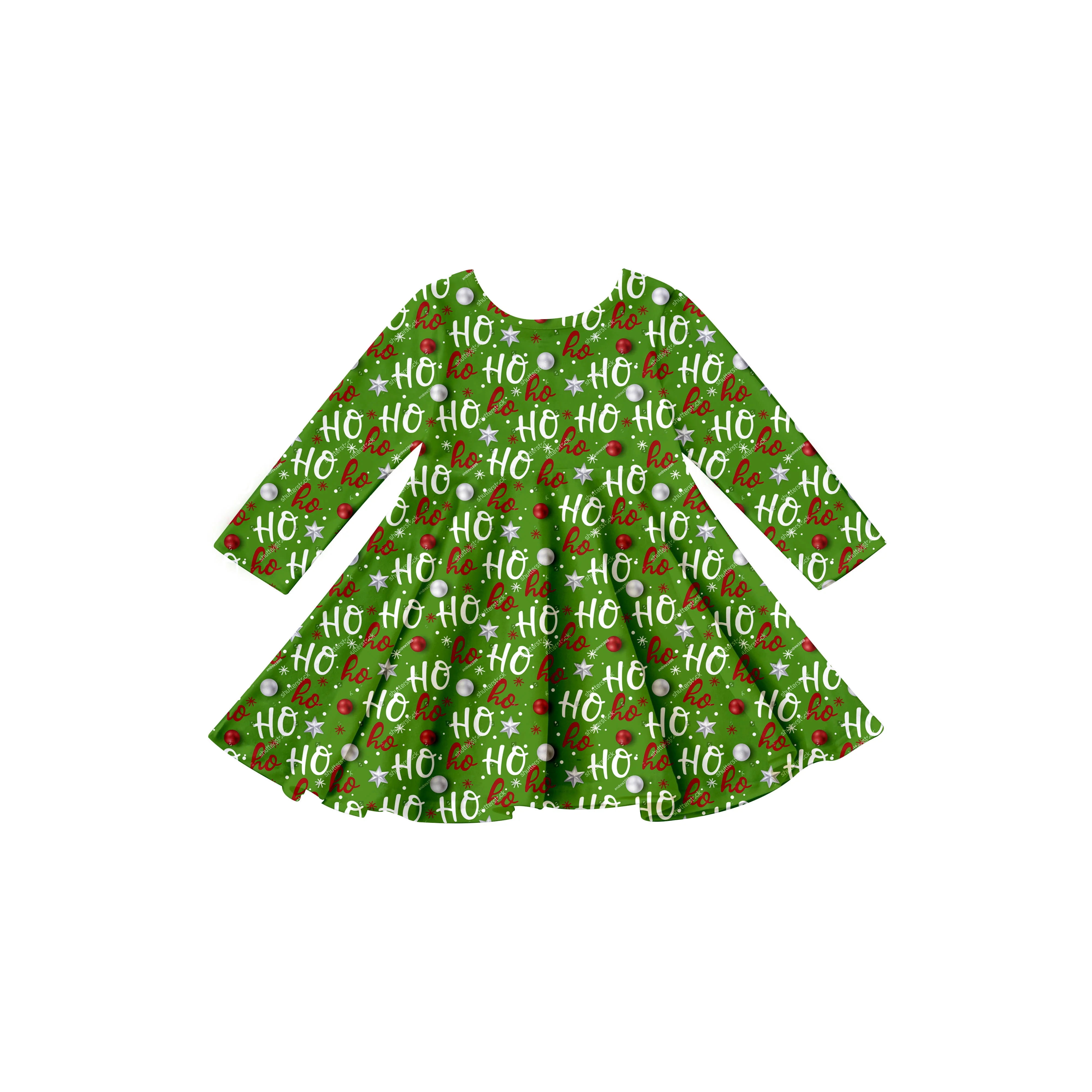 Girlymax 2022 Christmas winter skating Reindeer snowmen Long Sleeve A-LIne Twirl Knee Length Baby Girls Dresses Kids Clothing