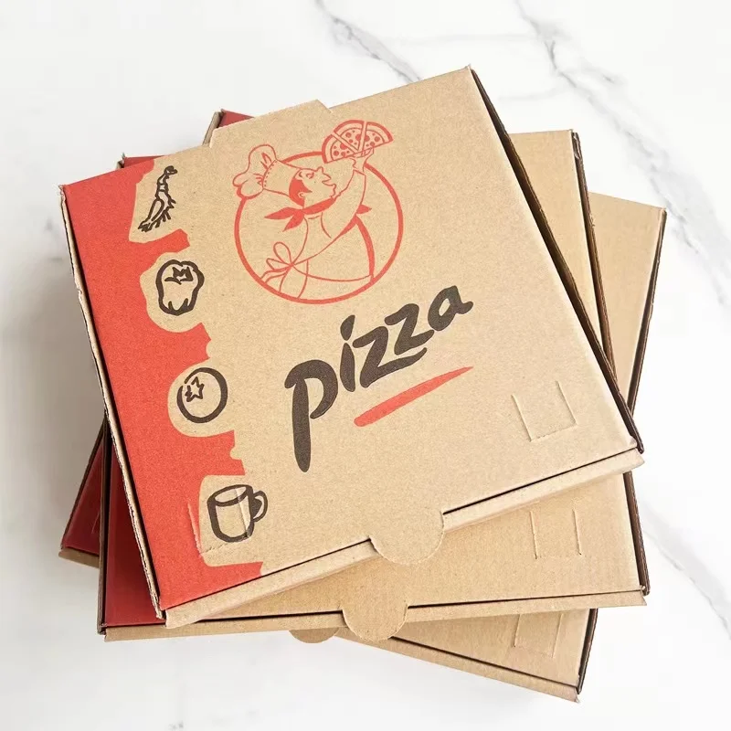Pizza box eco friendly box package food grade Corrugated Kraft Pizza box custom printed with your logo