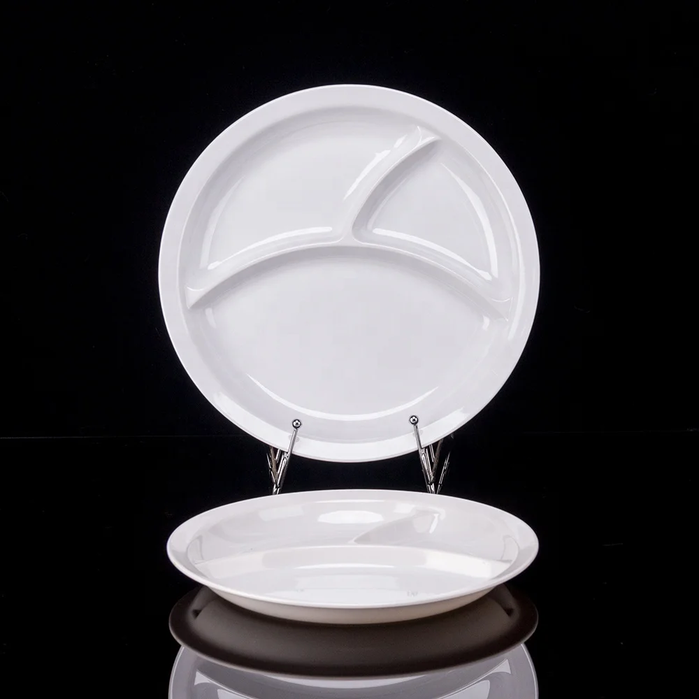 Factory Direct Wholesale Deepen  Rounder Melamine Plastic Baby 3 Divided Party Food Lunch Plates