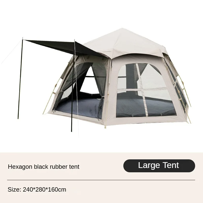 2 in 1 Automatic Double Canopy Tent Summer Waterproof Aluminum Pole Fiberglass Frame Oxford Portable Outdoor Home Use