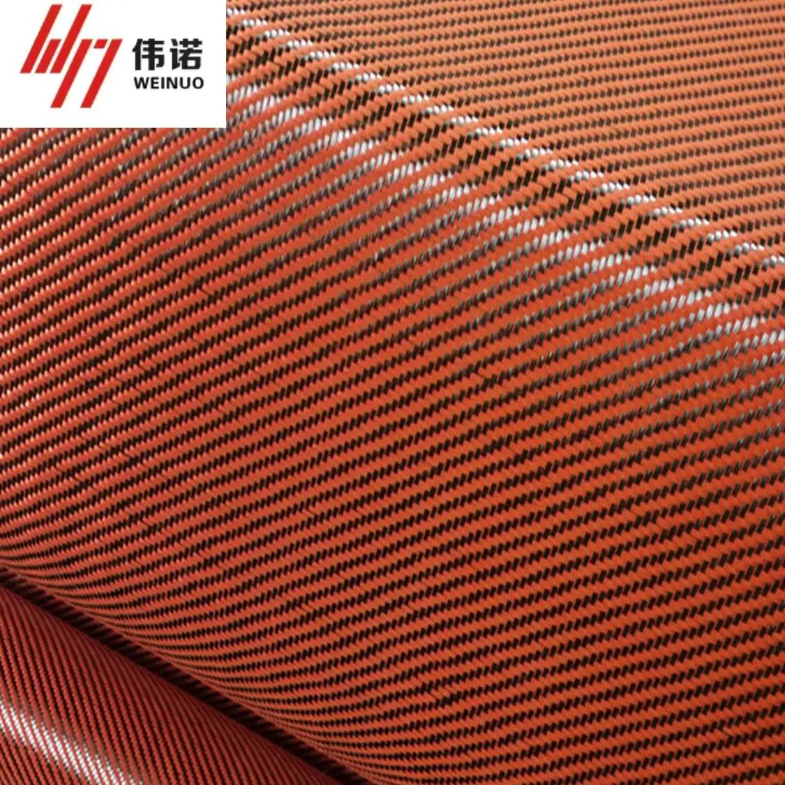 New Design Cut-Resistant 210g Orange Kevlar and Carbon Fibre Blended Fabric for Aerospace Chemical Industrial Use