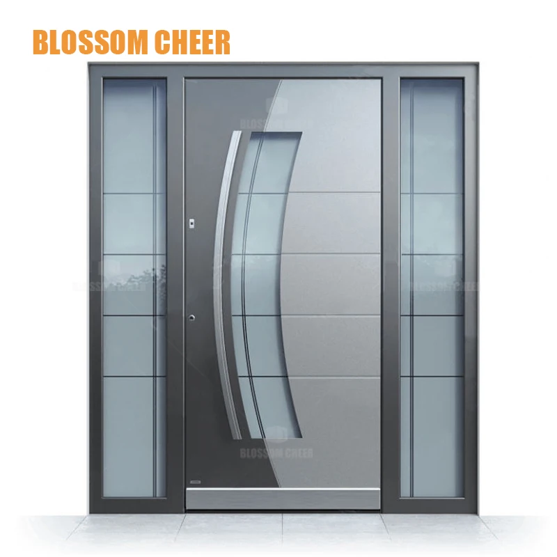 Hot Selling Security Aluminum Exterior Entry Front Entry Decorative Metal 304 Stainless Steel Custom Entrance Modern Steel Door