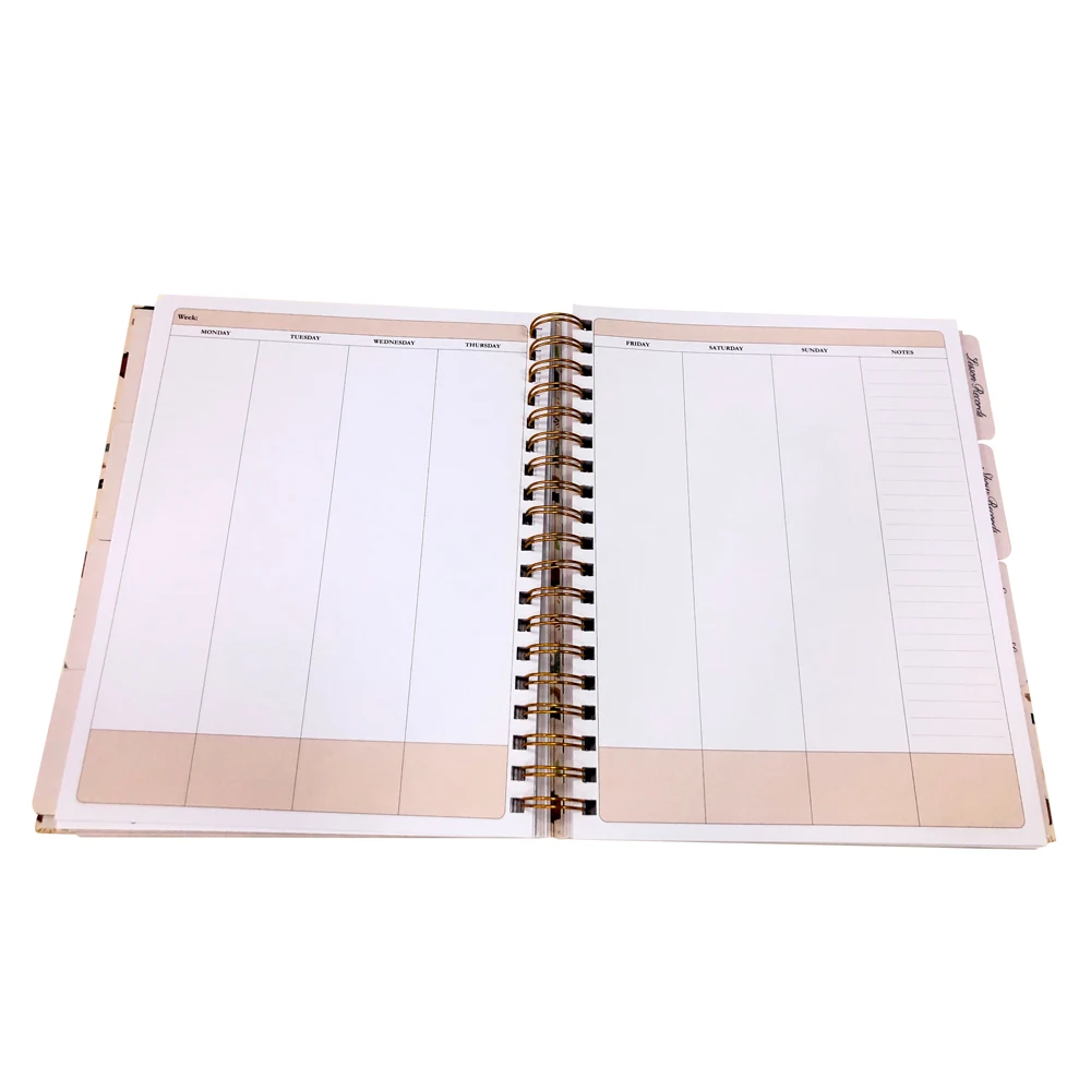 Wire-o binding offset printing custom softcover journal book