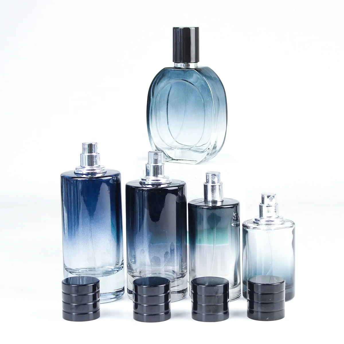 Stock glass perfume bottle with plastic Lid Sprayer 30ML 50ML 100ML luxury glass perfume bottles perfume bottles with lid