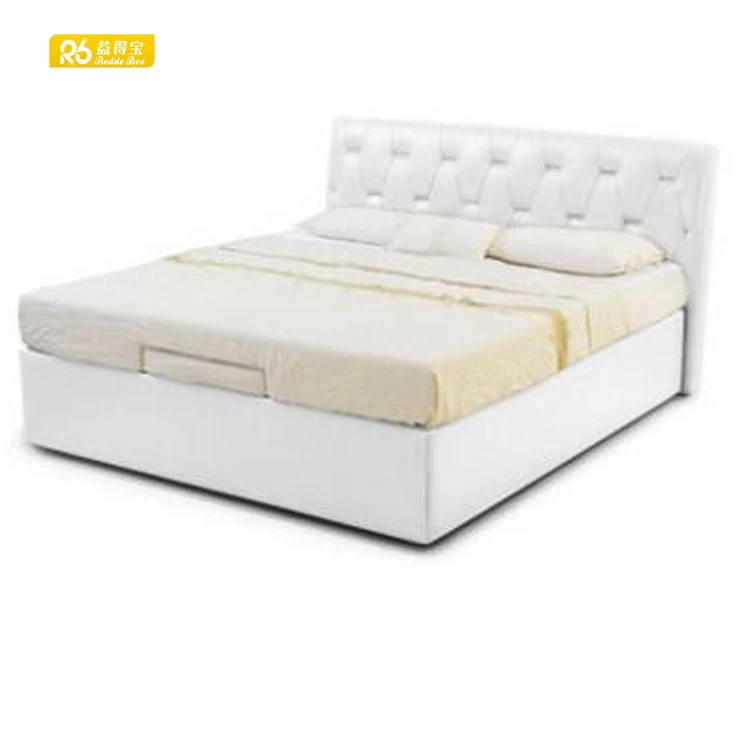 luxury leather king size bed, modern black leather king bed from bed factory