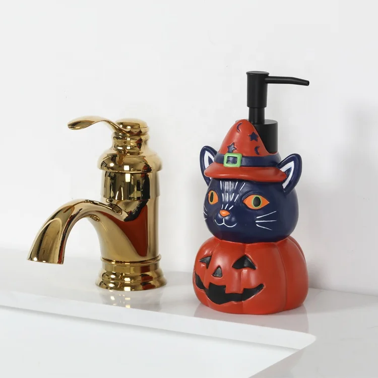 Custom Resin Halloween Holiday Bathroom Countertops Lotion Dispenser Hand Soap Dispenser Black Kitty Resin Hand Lotion Dispenser