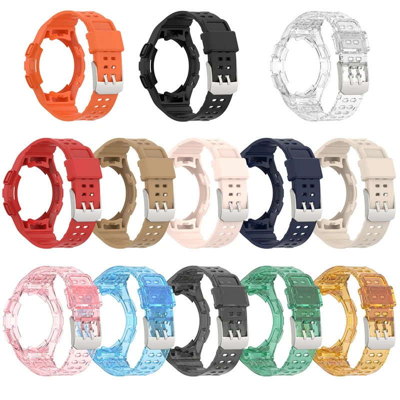 40mm 44mm Watch Band Case For Samsung Galaxy Watch 6 5 4 Classic Strap Case Cover Tpu Rubber Watchband