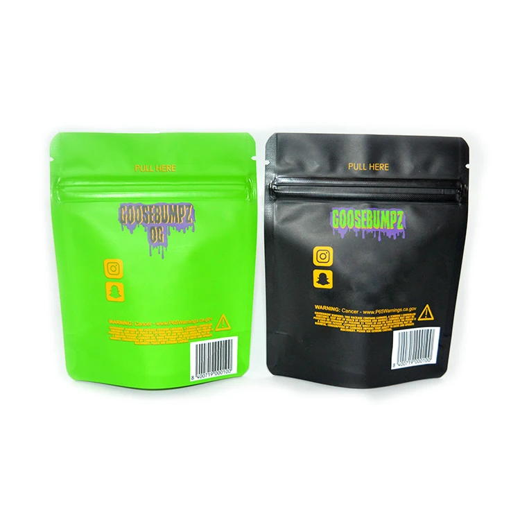 Custom Printed Logo Plastic Mylar Seed Smell Proof Edible Cali Packs 3.5g Packaging Bag With Zipper