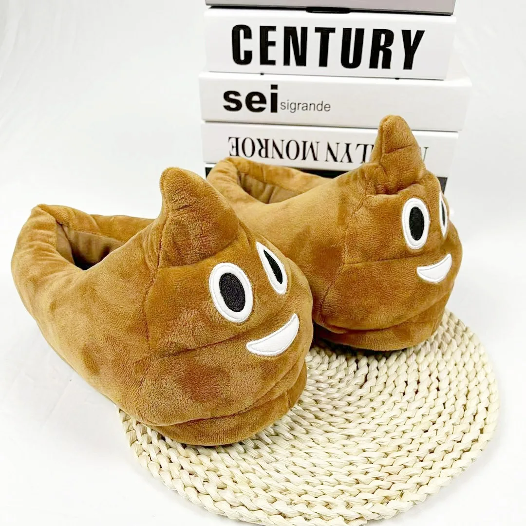Hot Selling Poo Shaped Emojis Adults Cotton slippers Super soft plush Warm Shoes wholesale