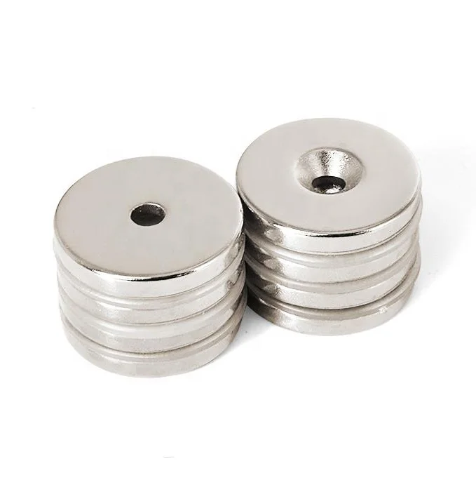 Strong circular neodymium magnets magnetic materials n52 disc neodymium magnet with countersunk hole for screw