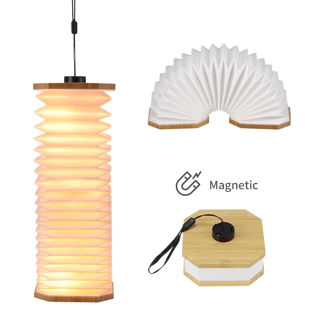 Portable Retro Lamp USB Charging Wooden Led Lamp 360 Degree Folding Organ Lamp For Bedroom Study Folding Organ Night Light