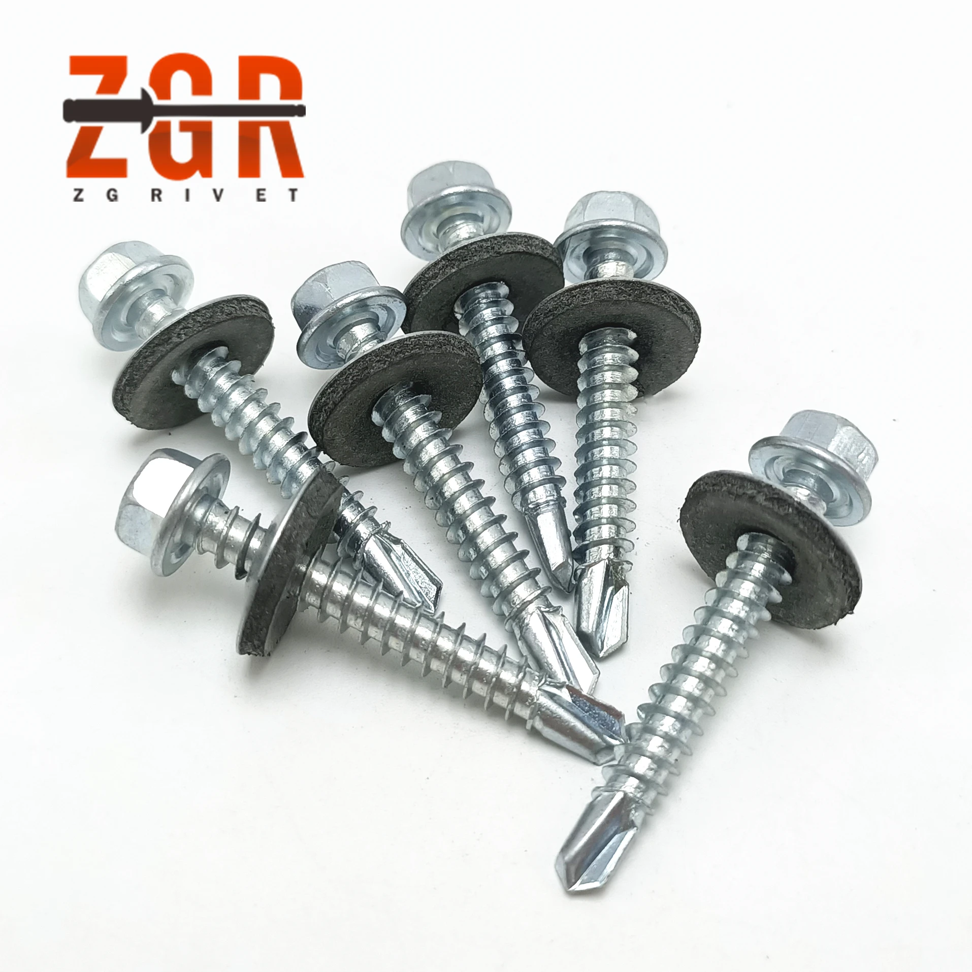 Metal Washer Hex Head Self Drilling Screws with Rubber Washer Galvanized Roofing Screws