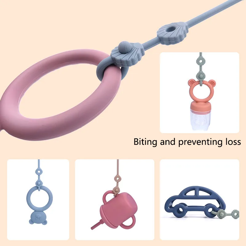 2024 Amazon Hot Sale New Safety Pacifier Teether Strap Stretchable Toy Clip Silicone Baby Toy Straps For Strollers