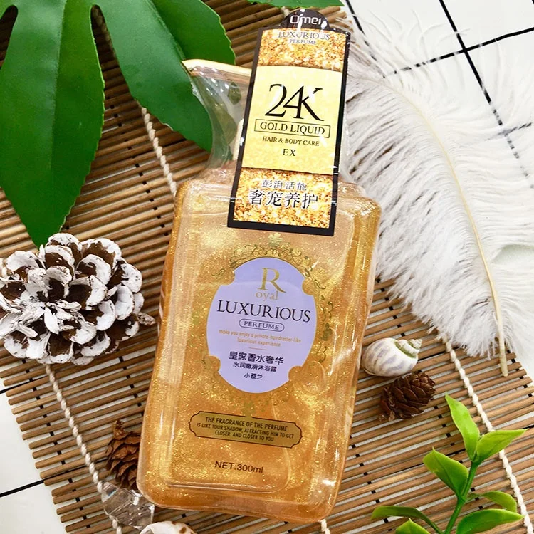 Hot Selling 24k Gold Body Wash Moisturizing Freesia Perfume Body Wash Gold Shower Gel