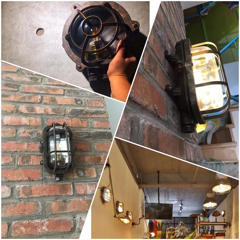 vintage industrial waterproof wall lamp garden Bar glass antique decoration outdoor retro wall lamp