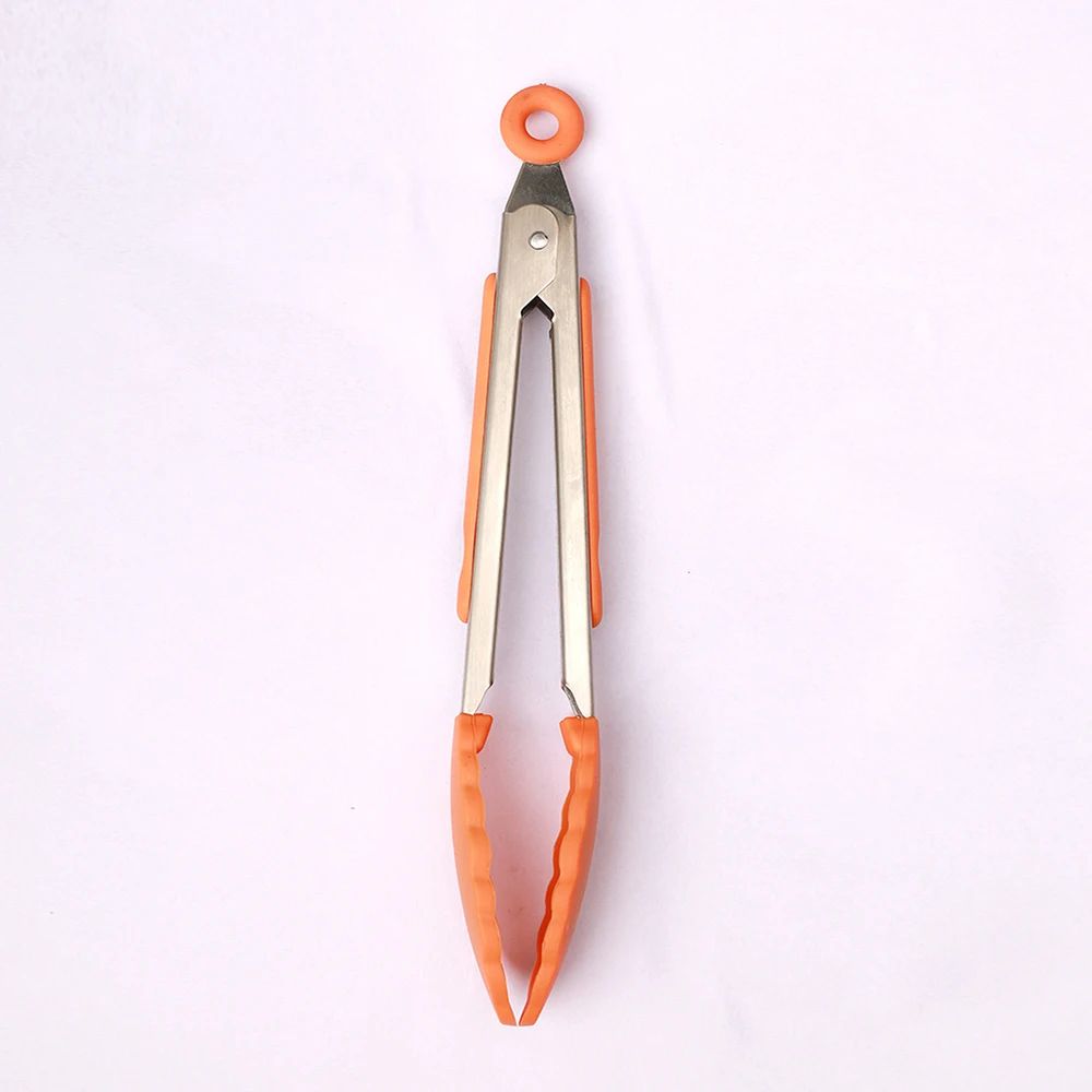 
Children mini size anti-scald clips 7inch Red 0.6mm thickness Silicone Food tongs 