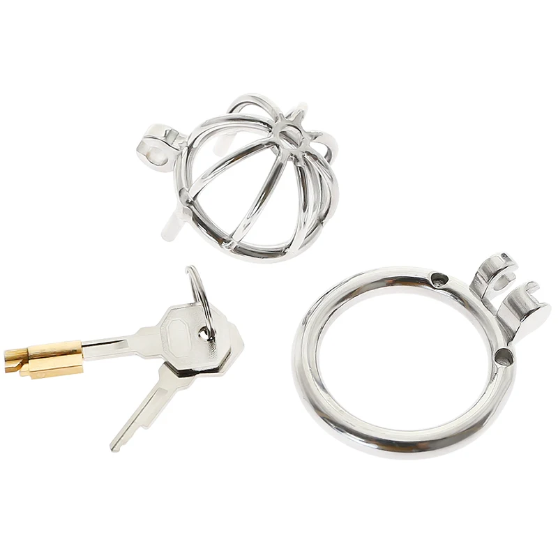 Customize Permanent Easy to Pee Stainless Steel Chastity Cock Cage with 3 size Cock Ring  Urethra Catheter Lock Bondage Sex Toys