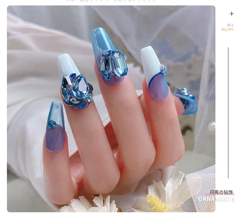 New blue crystal gemstone 2023 nail charms rhinestone swarovski decals for Nail Art Decoration Accessories Nail ornament