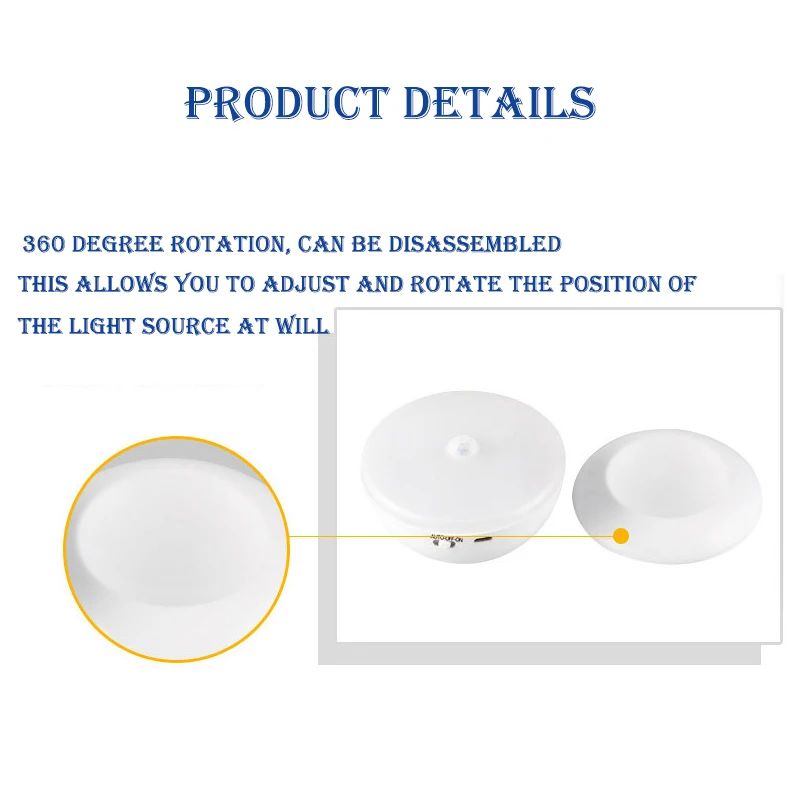 360 Degree Rotating Sensor Night Light Human Body Induction Lamp with Strong Adhesive