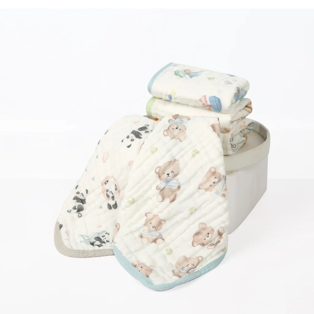 Baby Muslin Washcloths 12x12 inches -100% Cotton Baby Bath Towels, Soft Baby Wash Cloths and Absorbent wipes for Newborn Kids