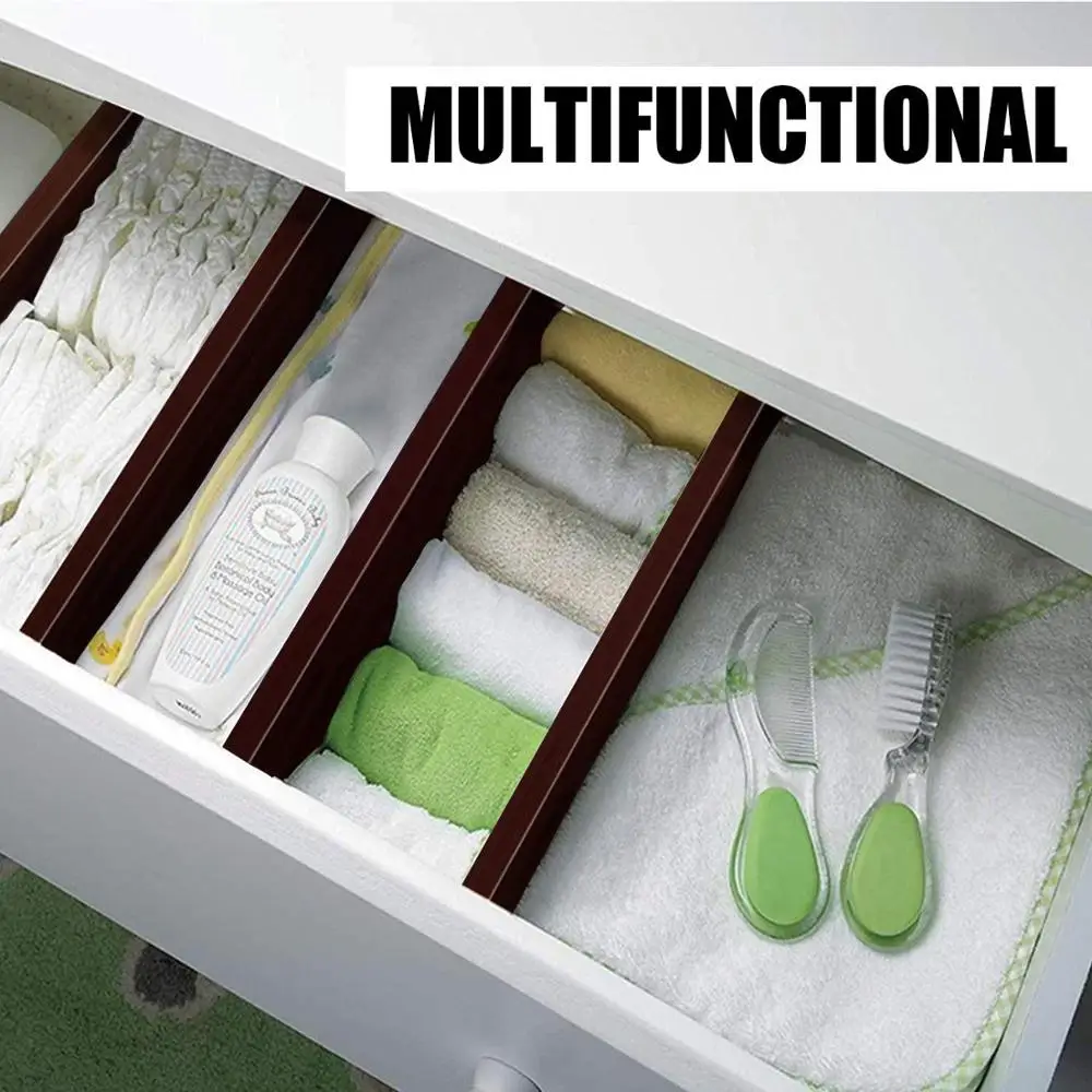 Bedroom Office Inserts Separador Spring 4 Pack Adjustable Diy Black Natural Bamboo Drawer Dividers Organizer for