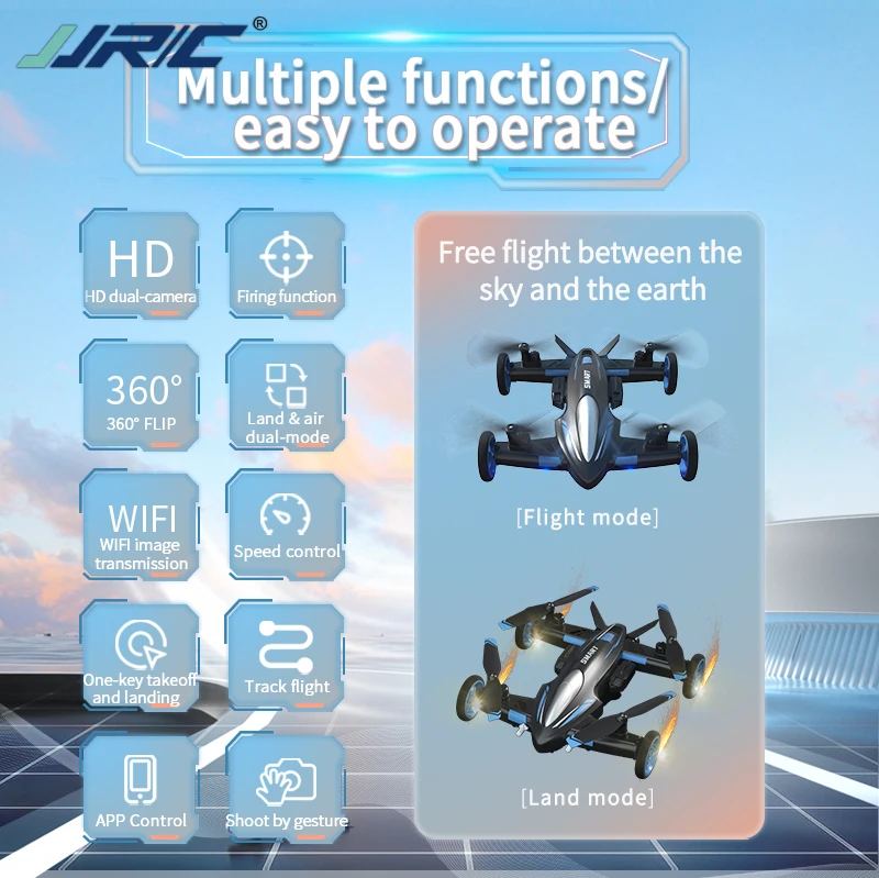 2023 Новый JJRC H110 летающий автомобиль Радиоуправляемый Дрон Радиоуправляемая машина игрушки 6-колесный скоростной танцующий гоночный с дистанционным управлением для