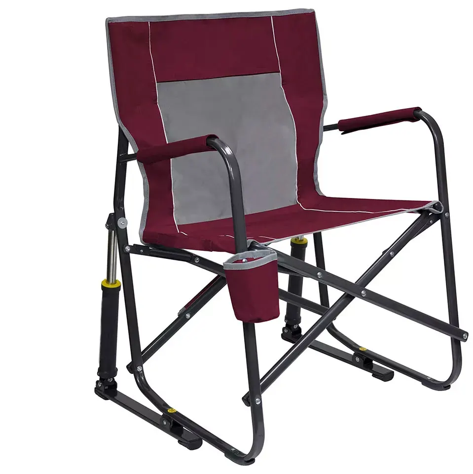 Sturdy Powder-Coated Steel Frame Outdoor Freestyle Portable Folding Rocking Chair