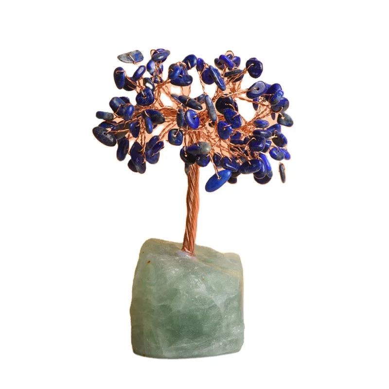 Супер мини-драгоценный камень с кристаллами медная проволока обернутая агатом на основе ломтиков драгоценный чакра деревья фэн-шуй домашний