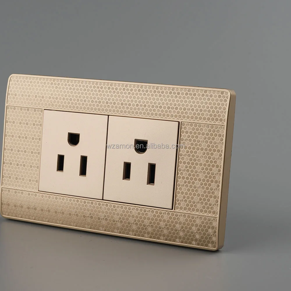 luxury modern gold wholesale 15a 110v 220v 3pin plug outlet with usb port socket switch wall