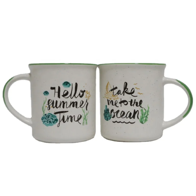 
Wholesale Personalised Color Glazed Campfire Stoneware Coffee Cup China Supplier Printing Enamel Mug Custom Logo 