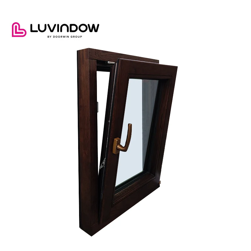 Window Corner simple design Triple Glazed Red Oak Aluminum Clad Wood Windows