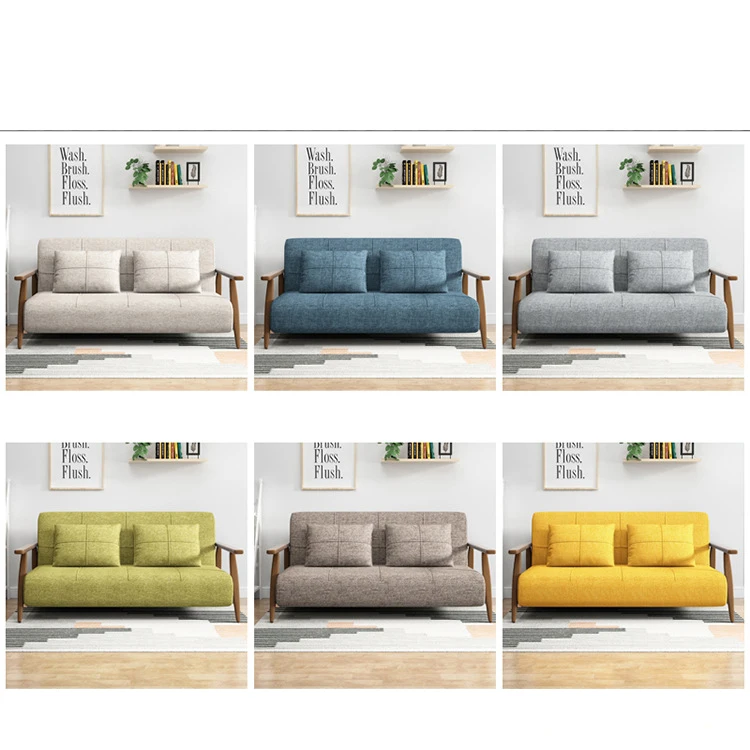 Одноместный двухместный диван-кровать из скандинавской ткани небольшой бытовой многофункциональный складной диван для гостиной и спальни