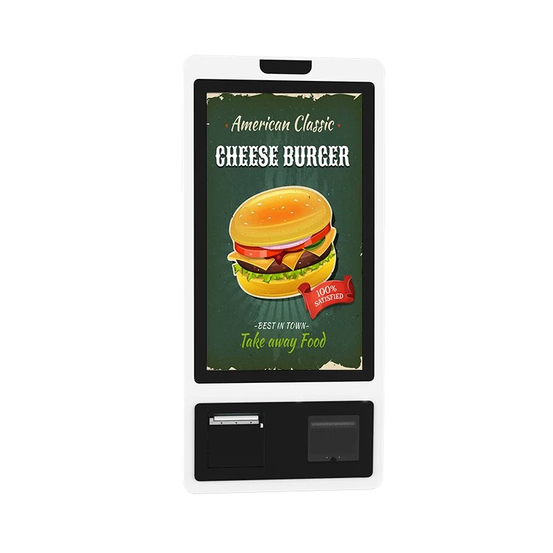 32 inch Wireless Remote Control Restaurant Self Service Shopping Touch Interactive Terminal Payment Kiosk With Scanner