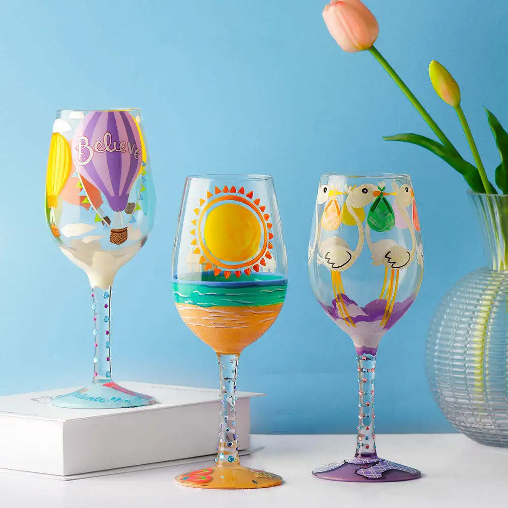 Wholesale Hot Selling New Support Custom Aesthetic Clear Modern Colorful Glass Cups