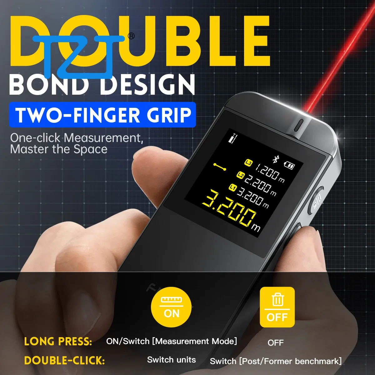 Fnirsi-IR40 40M/131.2FT Laser Distance Meter Laser Distance Measurer Smart Rangefinder with LCD