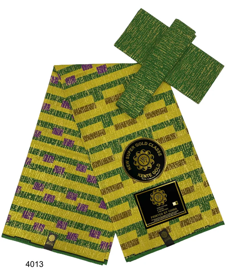 Wholesale printing golden kente ankara cotton printed fabric for clothing gold wax print african fabric