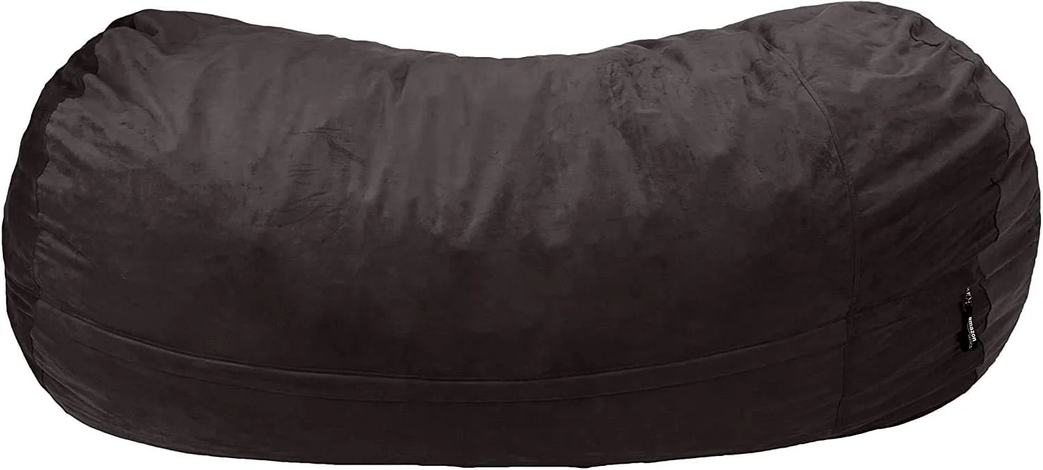 Memory Foam Filled Bean Bag sofa with Microfiber Cover, 7 ft, Grey, Solid