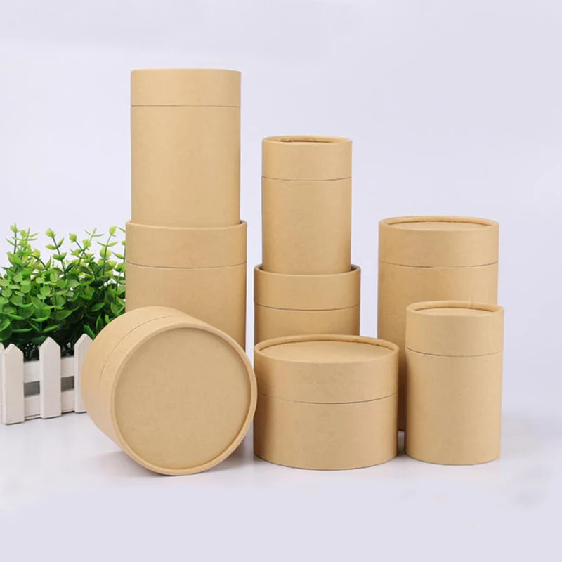 Eco-freindly Brown Carton Tube Box and Kraft Paper Tube Box Candy Wedding Christmas Gift Packaging Boxes Card Paper Recyclable