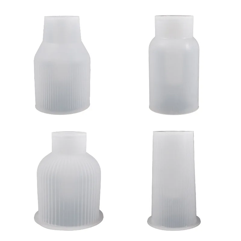 DIY three-dimensional round vase decoration abrasives cylindrical section stripe flower vase silicone mold