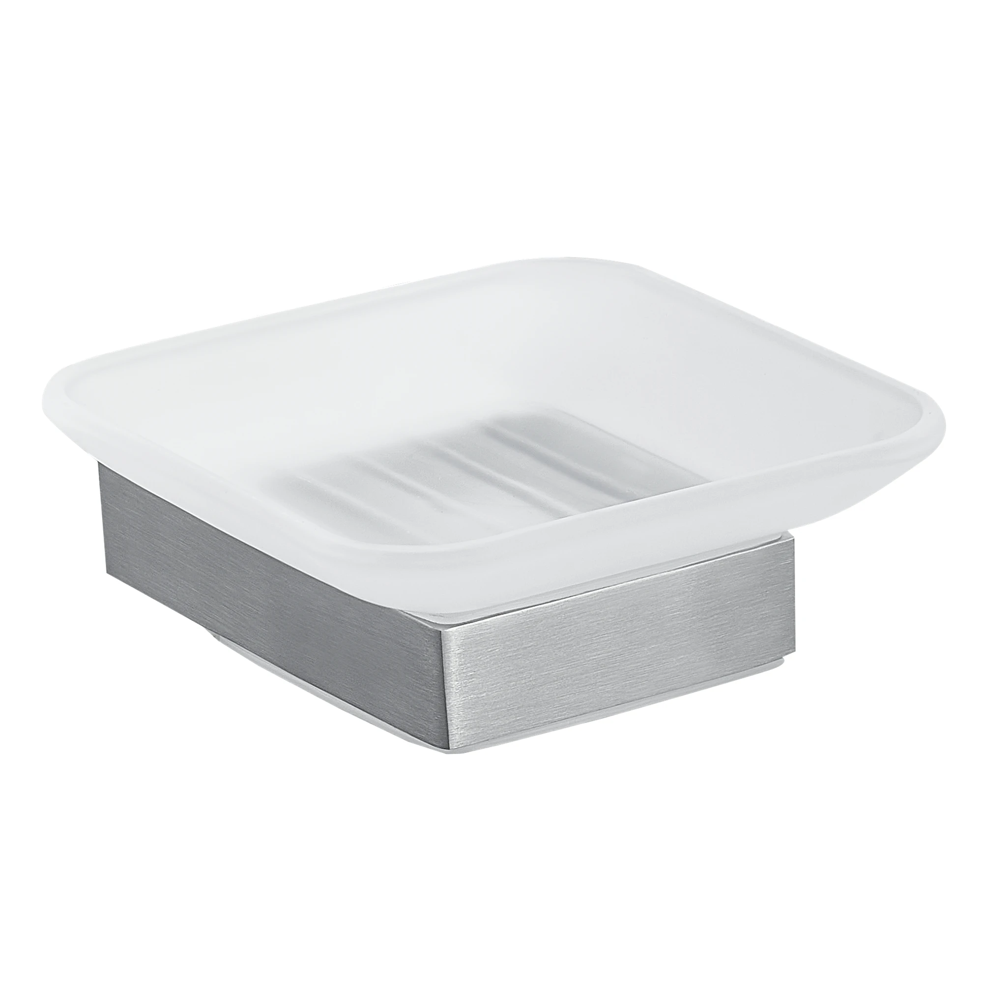 Wholesale high quality silver brushed Wall Mounted Bathroom product Metal Holder Bathroom Hotel Soap Dish