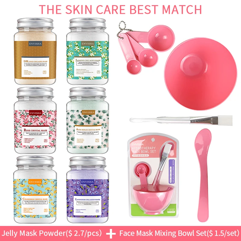 Envisha Custom peel off jellymask powder Wholesale chamomile rose Disposable Collagen Facial jelly mask powder