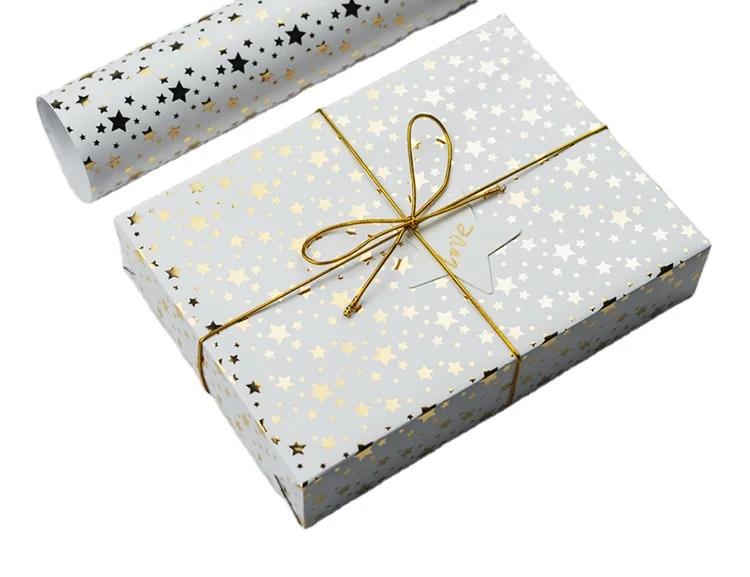 wholesale printed gold star Christmas  birthday gift wrapping paper
