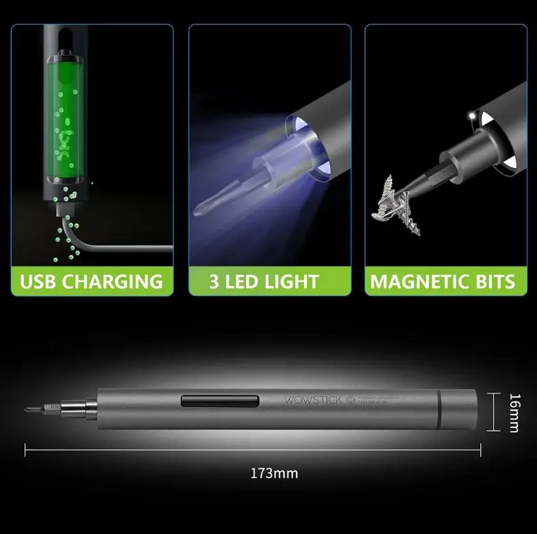 Wow stick 1F+ Mini Precision Electric Screwdriver Set with LED Light Repair Tool Kits
