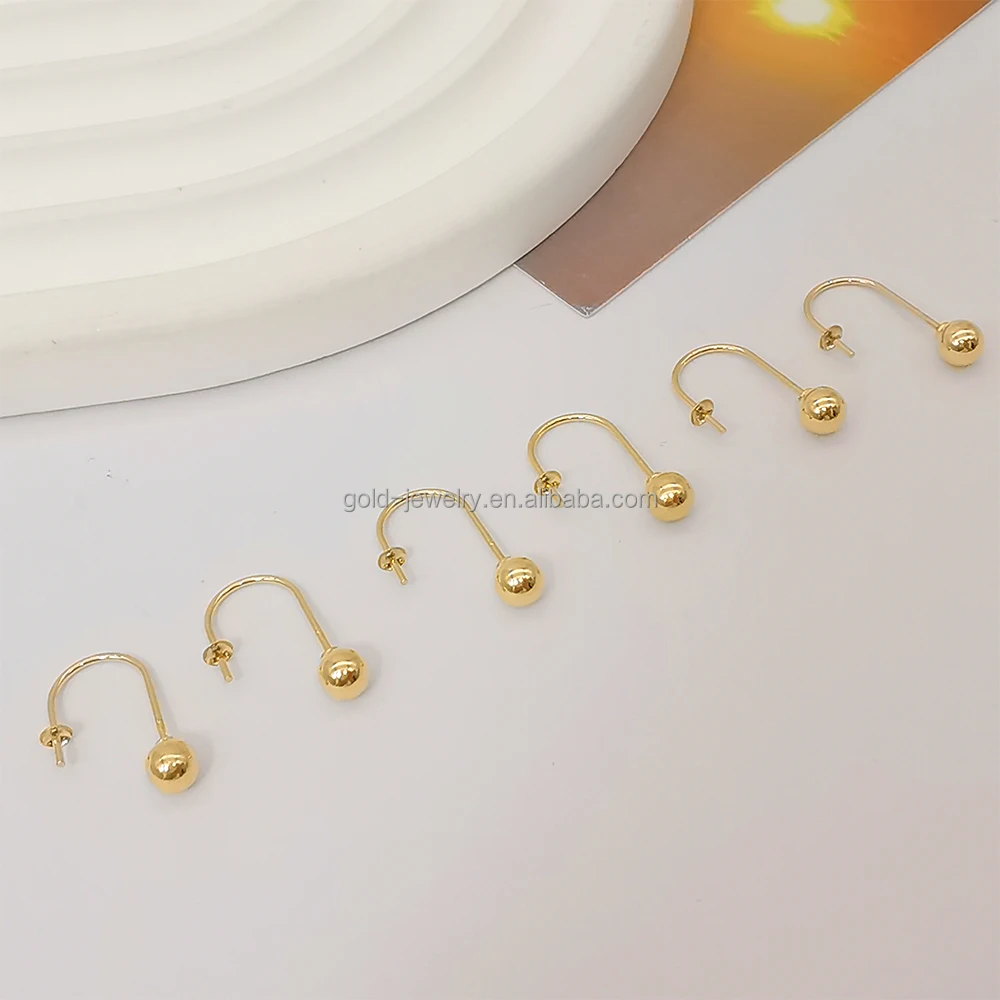Gold 18K Jewelry Mountings For Pearl Earring Findings Wholesaler