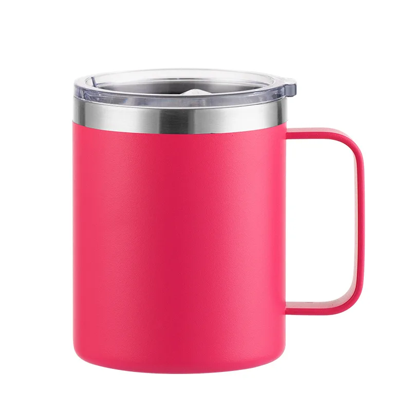 Custom 12Oz Printed Eco Friendly Metal Coffee Cups Insulated Stainless Large Mug With Handle and No Straw
