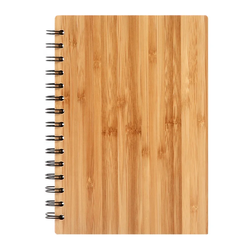 custom Wooden Cover spiral notebook hardcover Wholesale Good Quality Bamboo Cover Sprial journal  Notebook