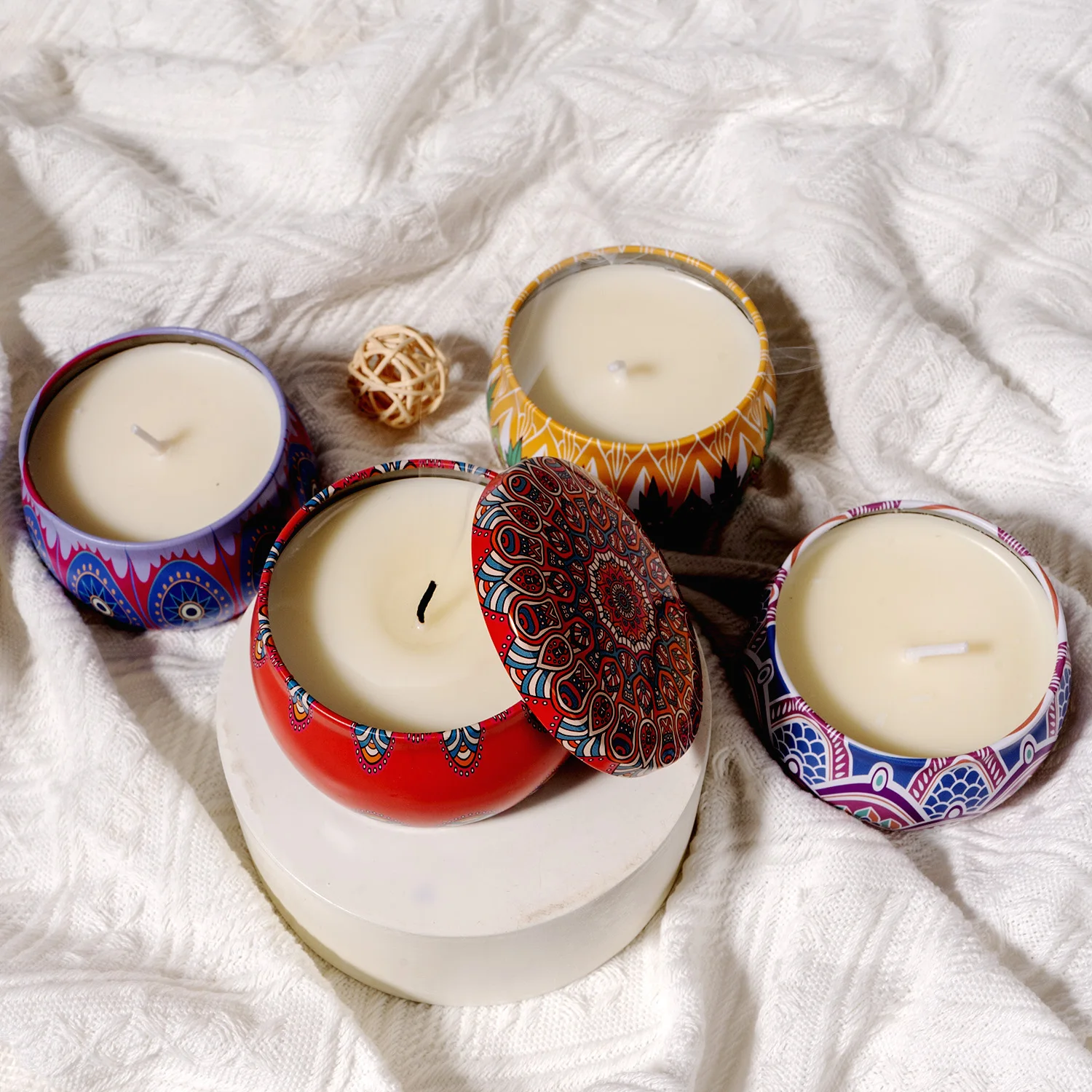 Wholesale Tin Candle Gift Set 4set Soy Wax Essential Oil Scented Candle Personalised Scented Candle Gifts