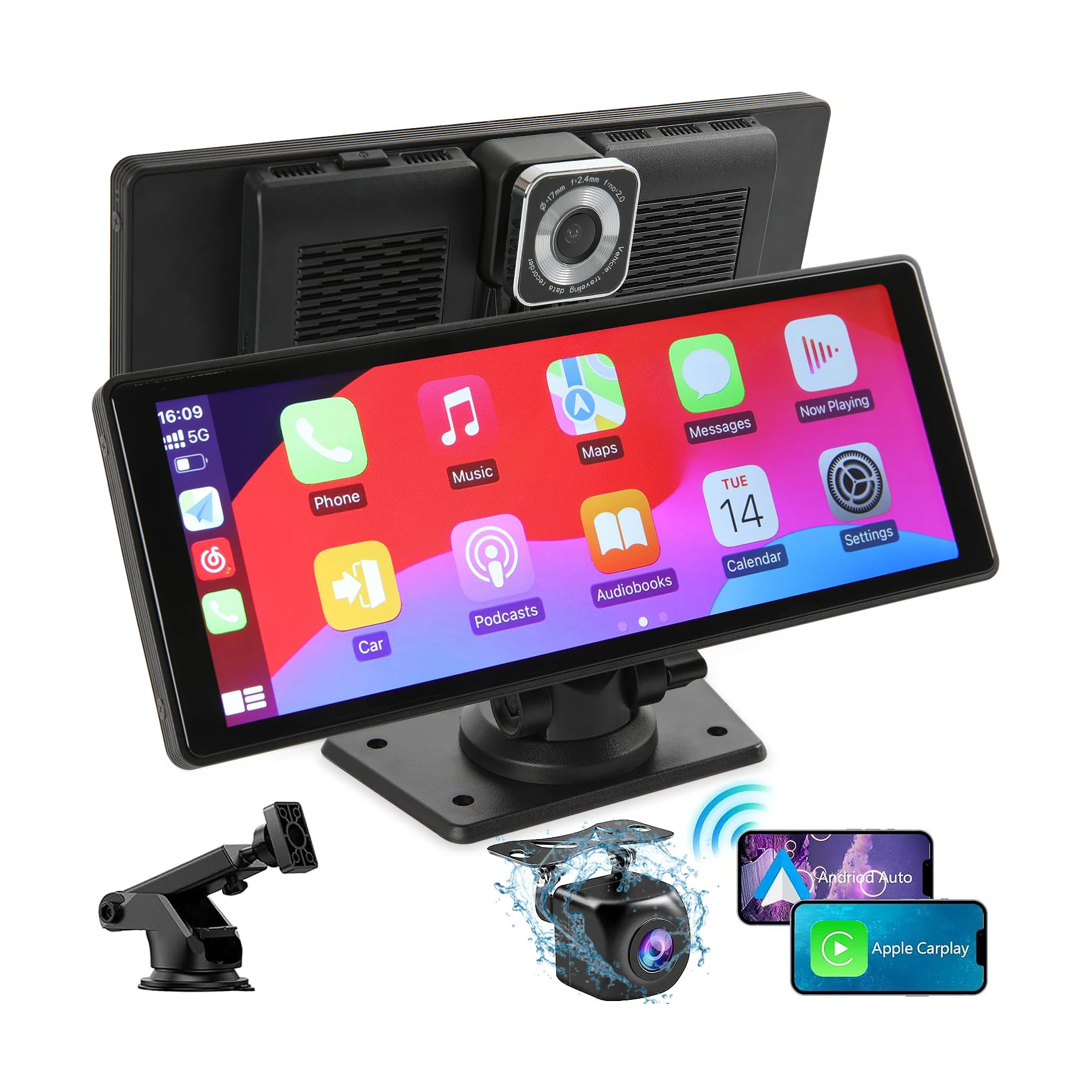 Новый продукт 10 26 дюймов 4K Carplay световой датчик двойной дорожки стерео радио Apple беспроводной автомобильный монитор универсальный мультимедиа