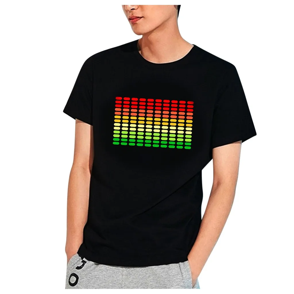 EL Light Up Sound Active LED t-shirt Black Men Women Child Custom Design DJ Party Rave Event EDM Show Glowing Luminous