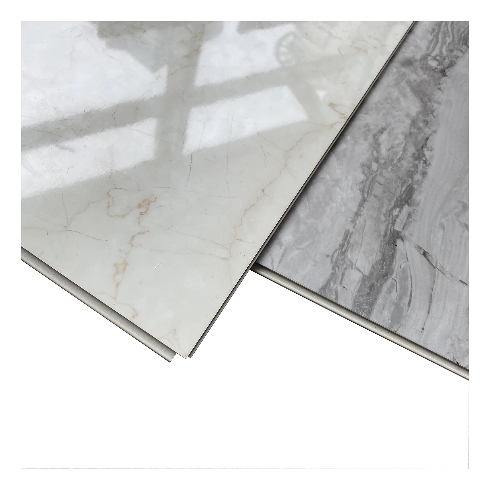 4mm 5mm 6mm  SPC flooring  White Marble Look Luxury SPC Vinyl  Tiles